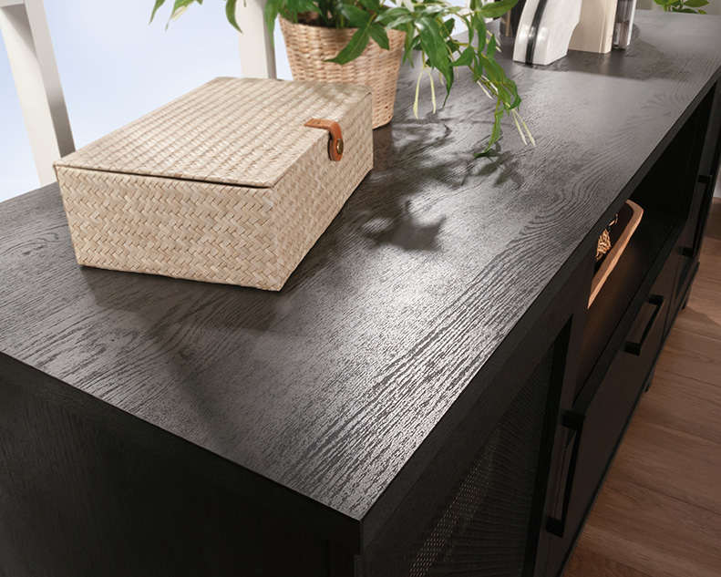 Tiffin Line Home Office Credenza Raven Oak (433265) – Sauder