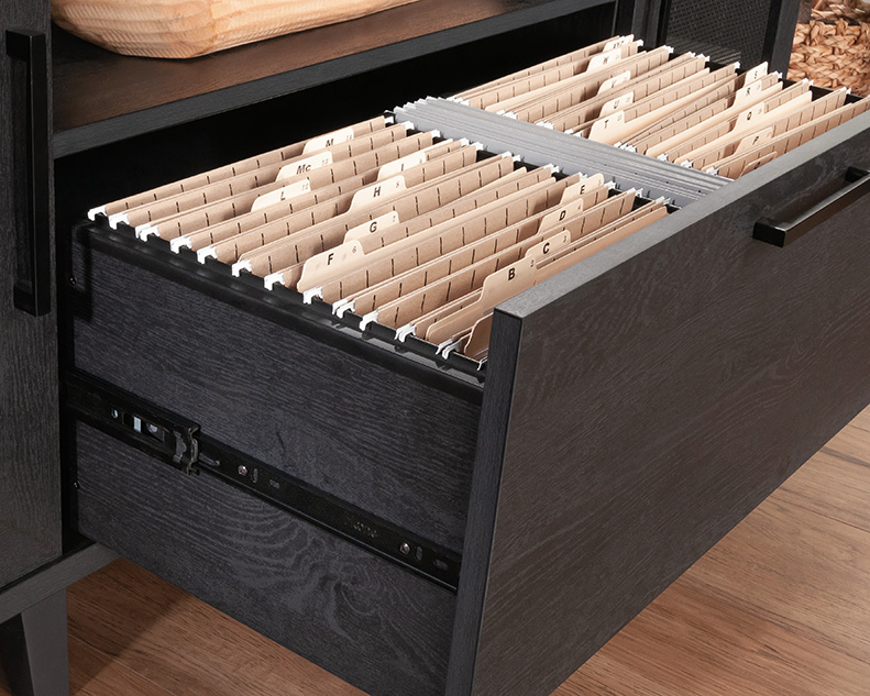 Tiffin Line Home Office Credenza Raven Oak (433265) – Sauder