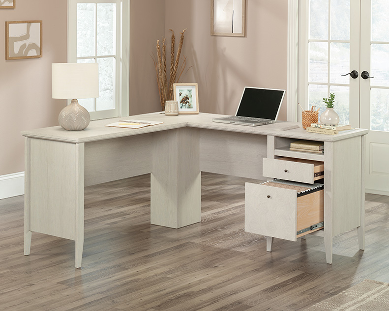 Larkin Ledge L-Shaped Desk Glacier Oak (433588) – Sauder