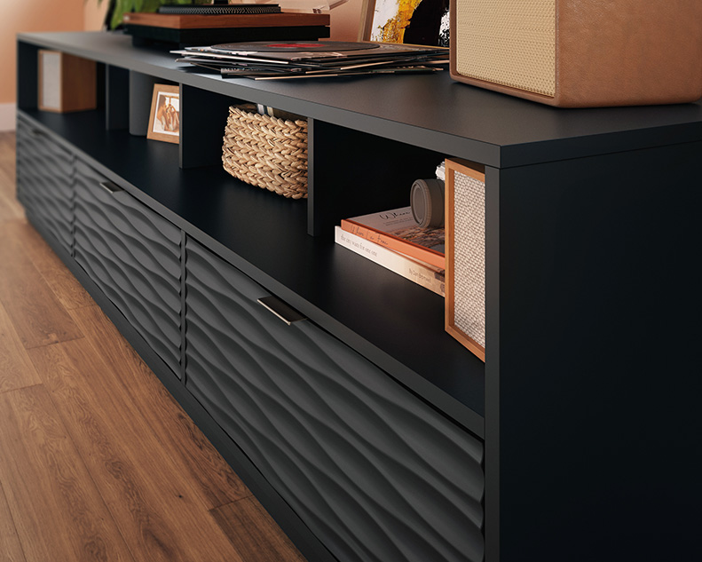 Sauder Select 3-Drawer TV Credenza Black (433735) – Sauder