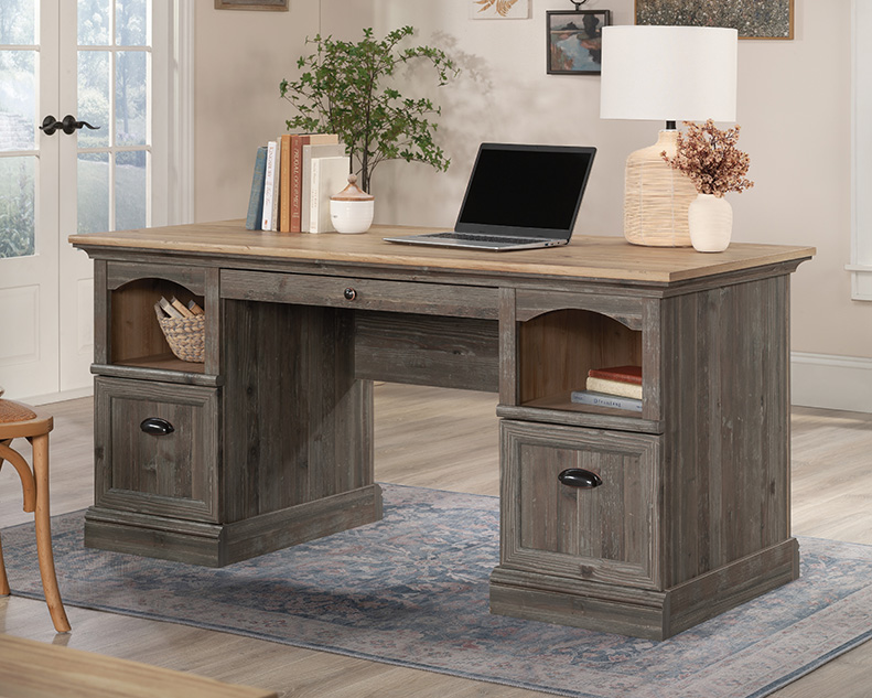 Sonnet Springs Executive Pedestal Desk Pebble Pine (434922) – Sauder