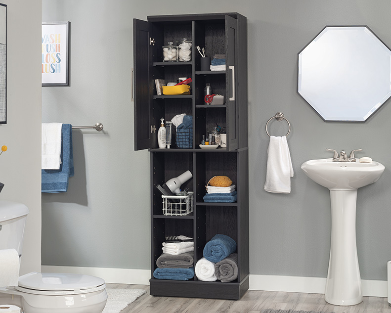 HomePlus 2-Door Storage Cabinet Raven Oak (435131) – Sauder