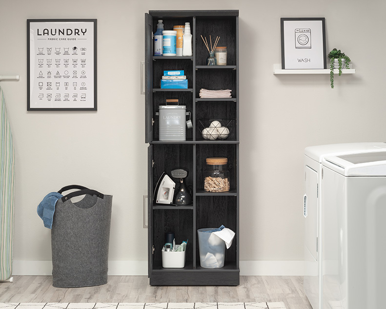 HomePlus 2-Door Storage Cabinet Raven Oak (435131) – Sauder