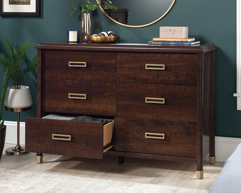 sauder soft modern 6 drawer dresser Sauder 1934 Modern 6-Drawer Dresser in Deco Cherry