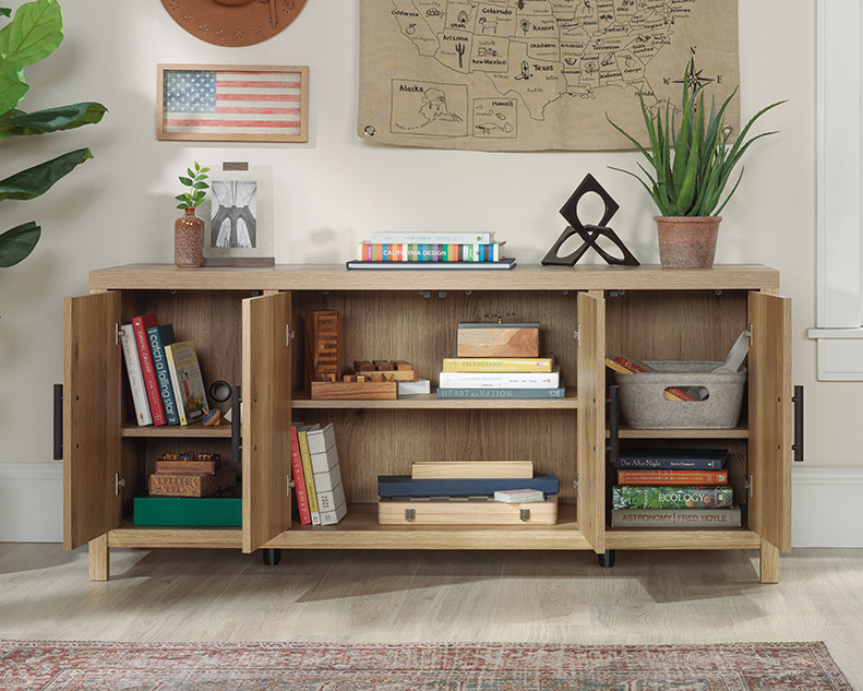 ★本棚★上品なブラウン★美品★ PRODUCT BY DAIMARU Faron Rustic Lodge Brown Oak Media Console Wide (Over 75