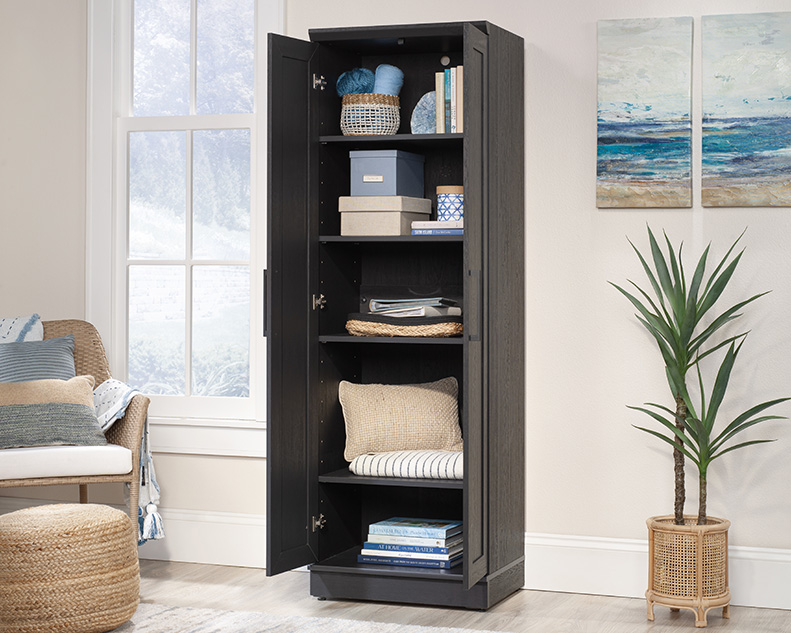 HomePlus 2-Door Storage Cabinet Raven Oak (436839) – Sauder