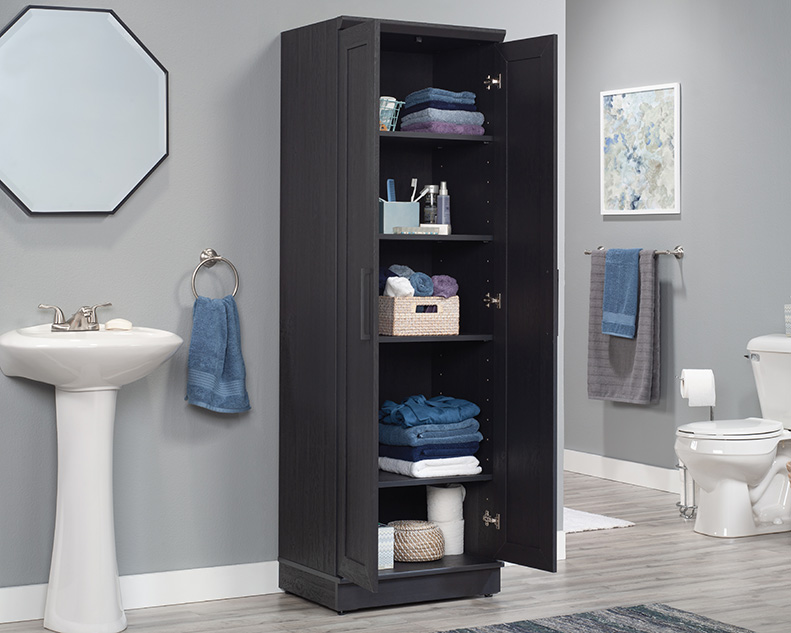 HomePlus 2-Door Storage Cabinet Raven Oak (436839) – Sauder
