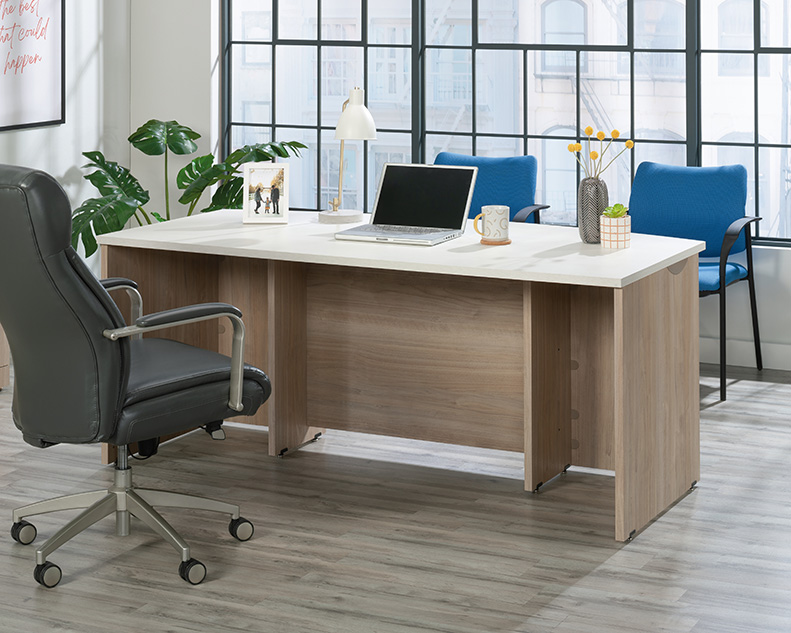 Via Executive Desk Harvest Walnut/Diva White (441409) – Sauder