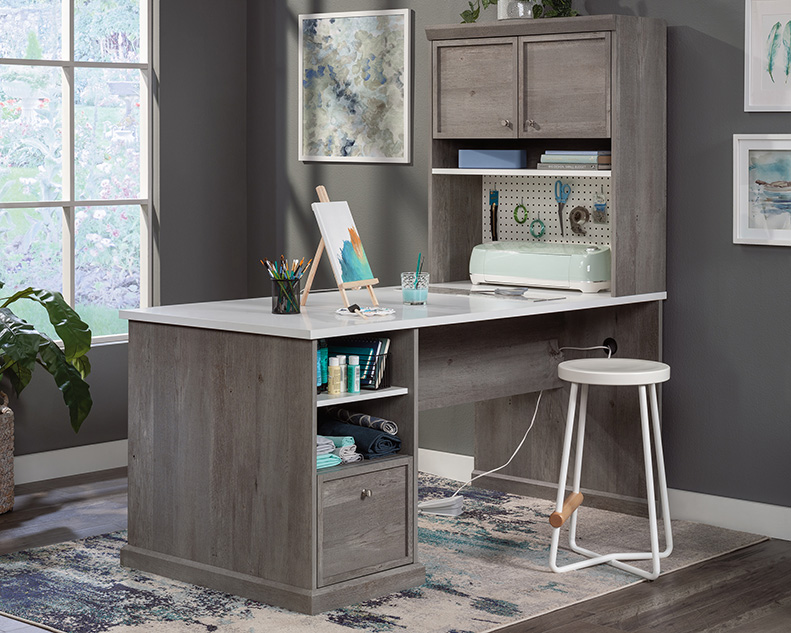 Craft Pro Series Craft Work Table & Hutch Mystic Oak (443685
