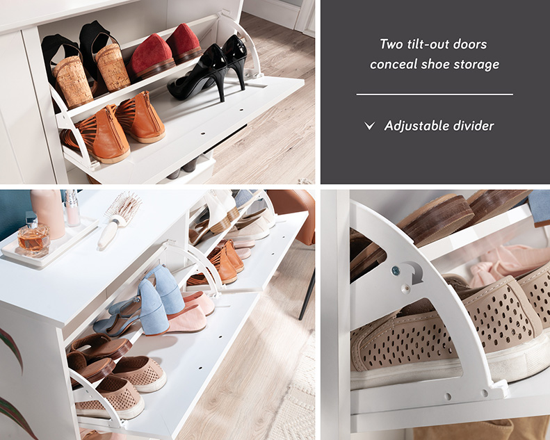 HomePlus Short Flip Drawer Shoe Cabinet White (443709) – Sauder