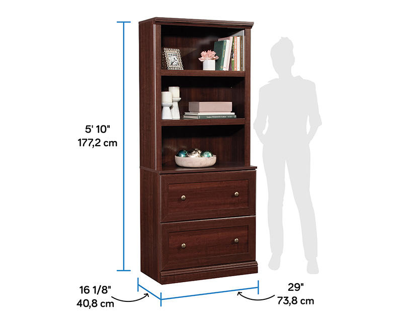 Sauder Select 3-Shelf Bookcase with Drawers Select Cherry (444769)  Sauder