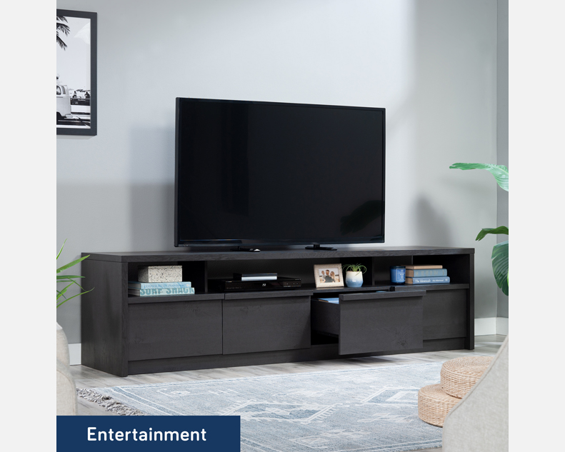 Harvey Park Large TV Credenza Raven Oak (446900) - Sauder